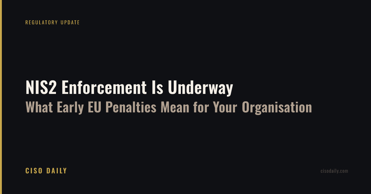 NIS2 Enforcement Is Underway: What Early EU Penalties Mean for Your Organisation