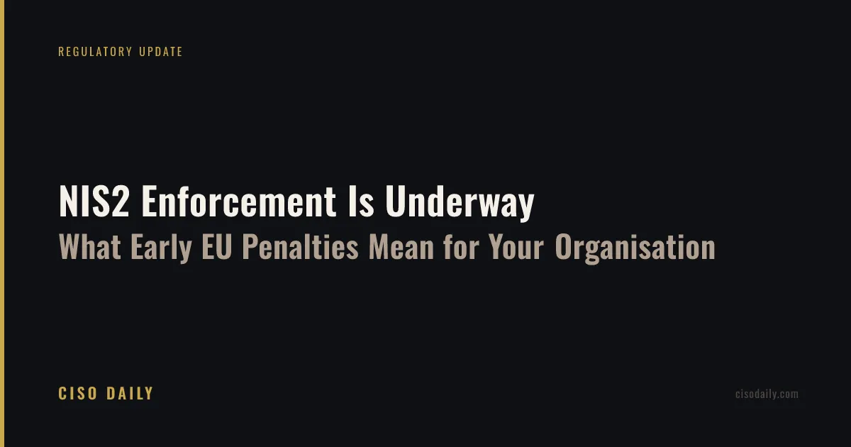 NIS2 Enforcement Is Underway: What Early EU Penalties Mean for Your Organisation