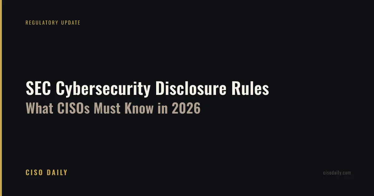 SEC Cybersecurity Disclosure Rules: What CISOs Must Know in 2026
